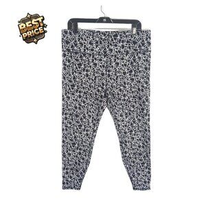 Diane von Furstenberg XXL Print Yoga Leggings Womens  Black White Mom Activewear